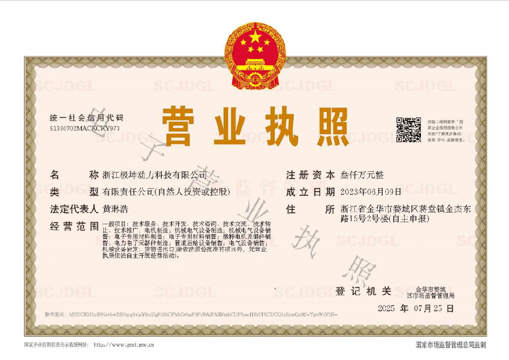 Business license of the company